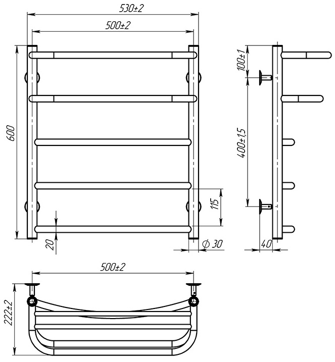 OnlyHeat Elios 500x600/5 Габаритні розміри
