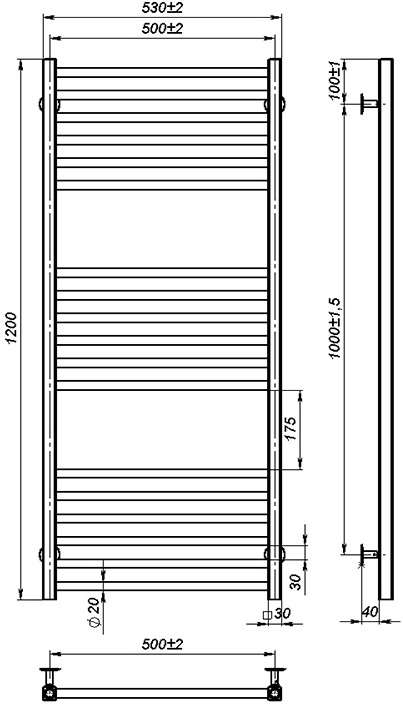 OnlyHeat Ember 500x1200/18 Габаритные размеры