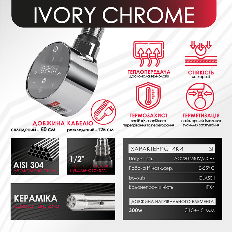 продаємо OnlyHeat Ivory Chrome 0.3 кВт в Україні - фото 4