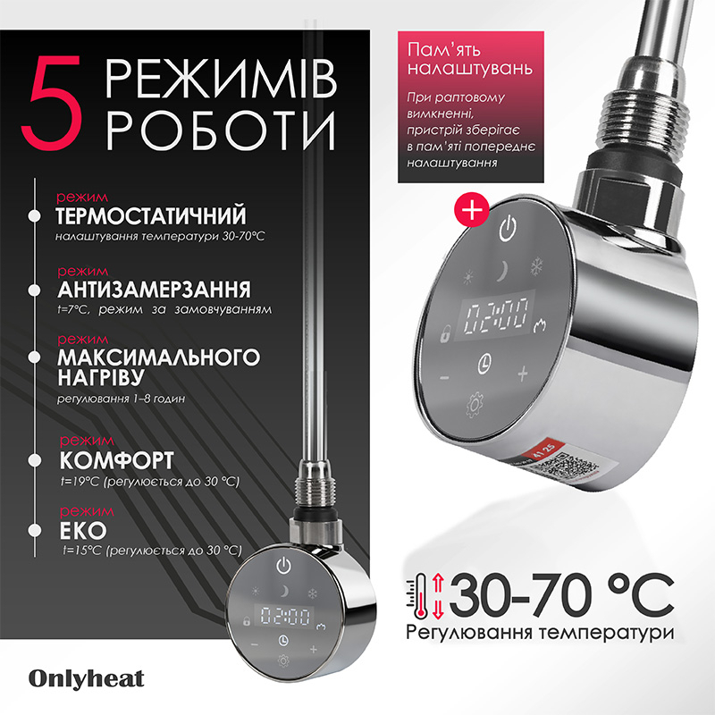ТЕН для рушникосушки OnlyHeat Ivory Chrome 0.3 кВт відгуки - зображення 5