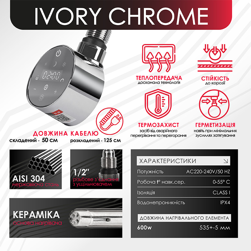 продаємо OnlyHeat Ivory Chrome 0.6 кВт в Україні - фото 4