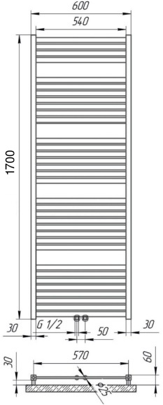 Polywarm Ithaka Wic 34/60, белый Габаритные размеры