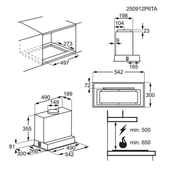 Electrolux LFG825K Габаритные размеры