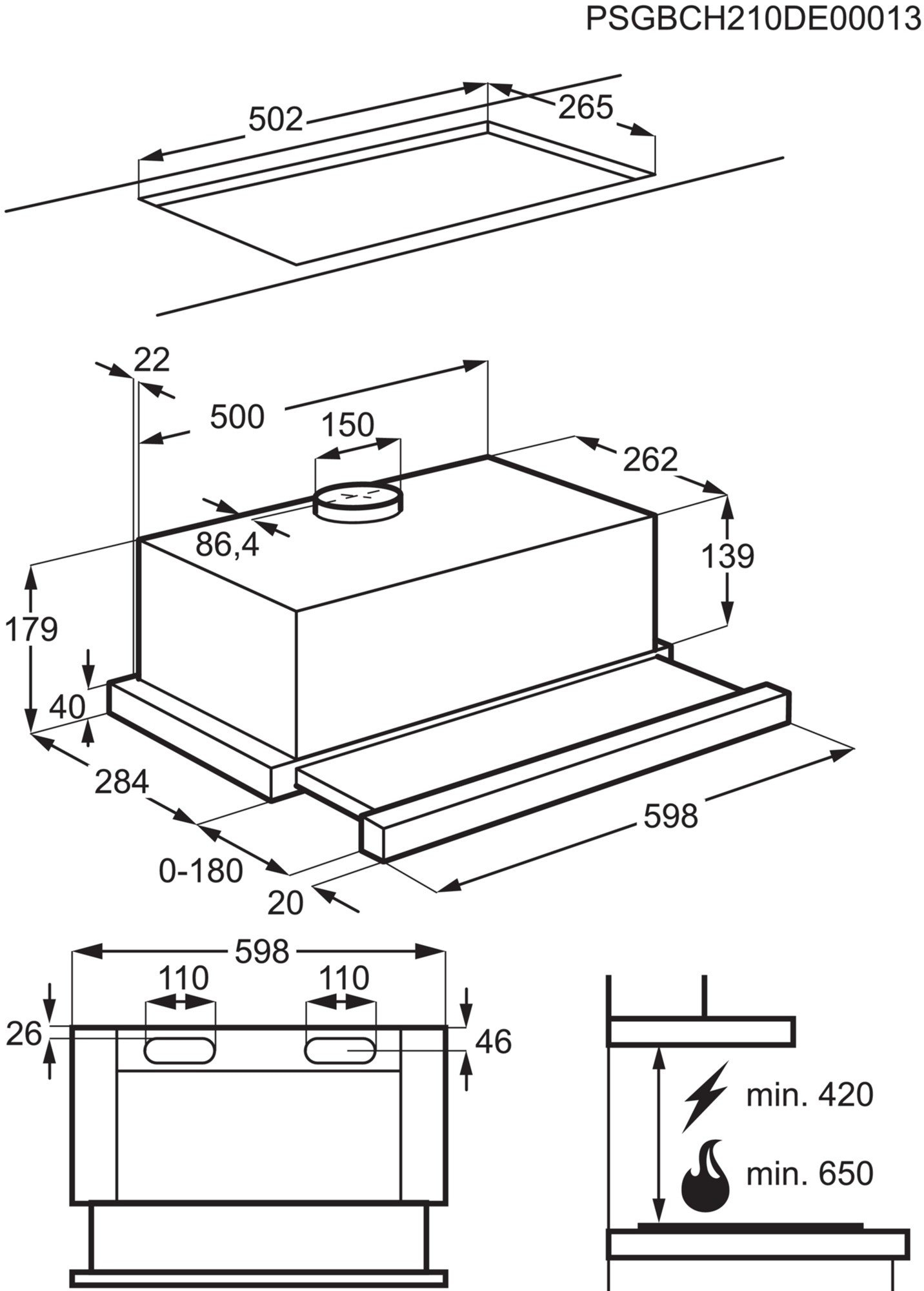 Electrolux LFP326FW Габаритні розміри