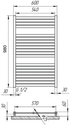Polywarm Ithaka Wi 20/60, біла Габаритні розміри