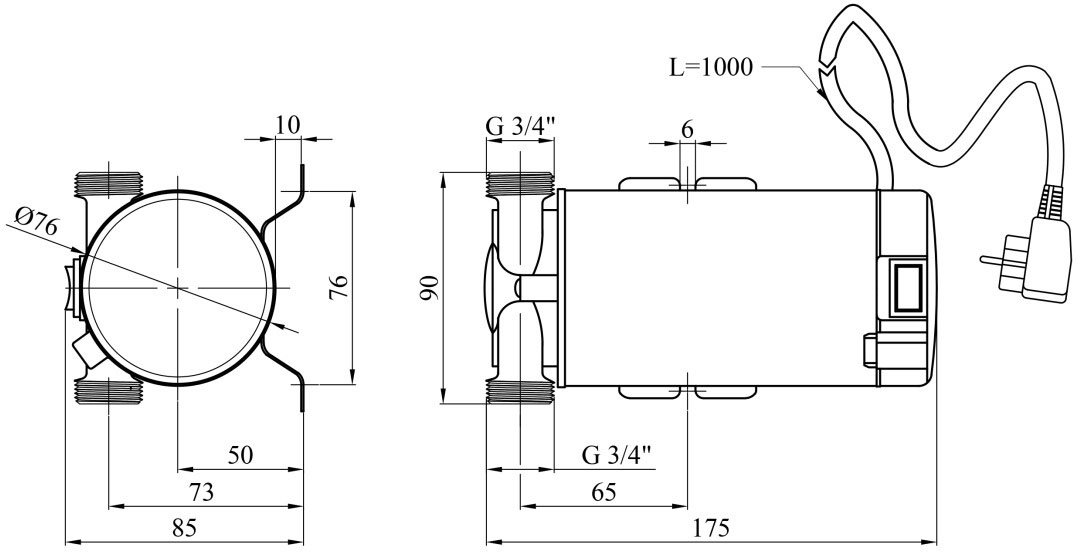 Agua W15G-10 Габаритные размеры