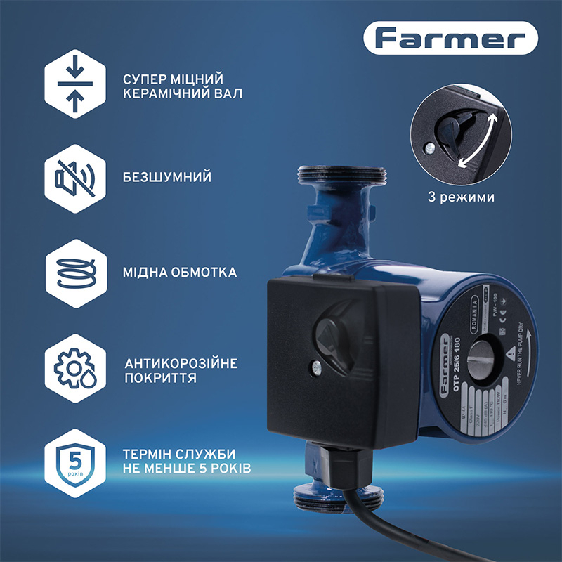 в продаже Циркуляционный насос Farmer 25/6-180 (20880) - фото 3