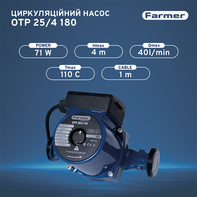 в продаже Циркуляционный насос Farmer 25/4-180 (20878) - фото 3