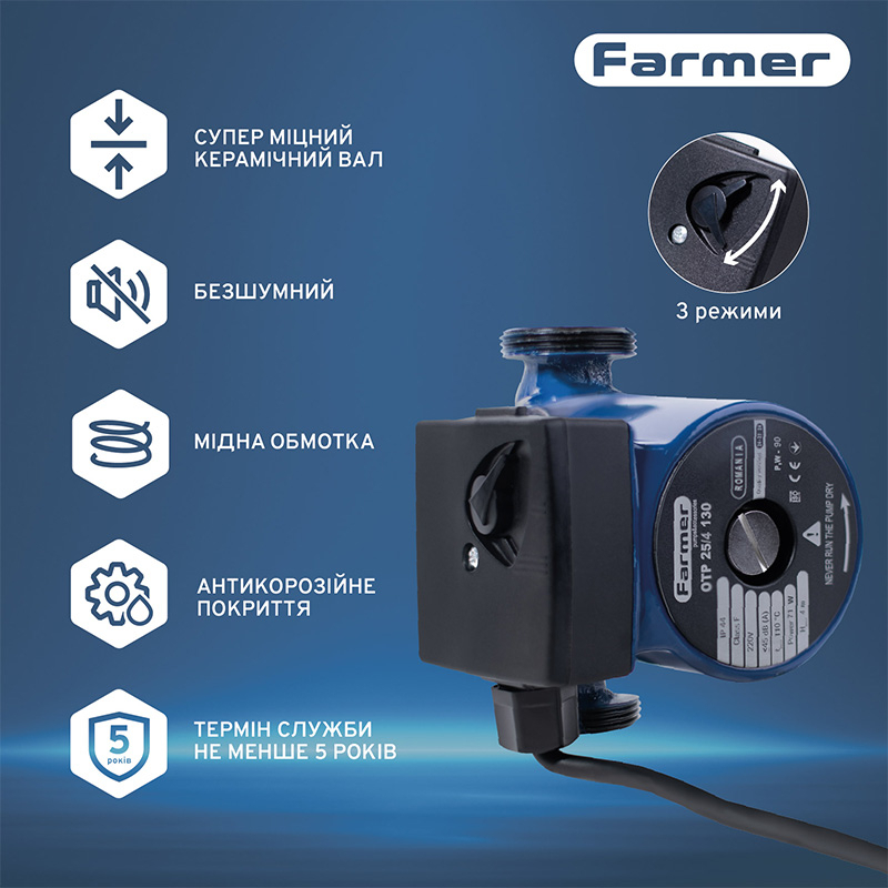 в продаже Циркуляционный насос Farmer 25/4-130 (20877) - фото 3