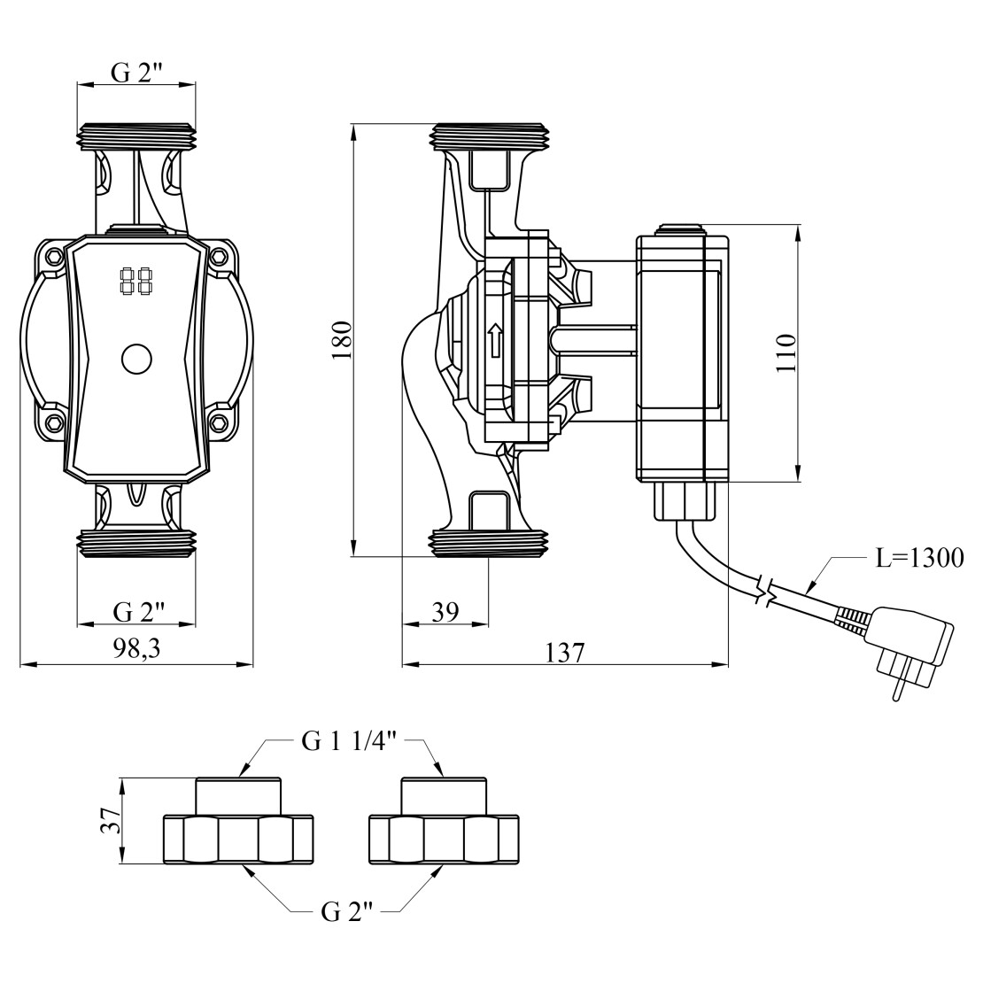 Pumpman GRC32/7/180 Габаритные размеры