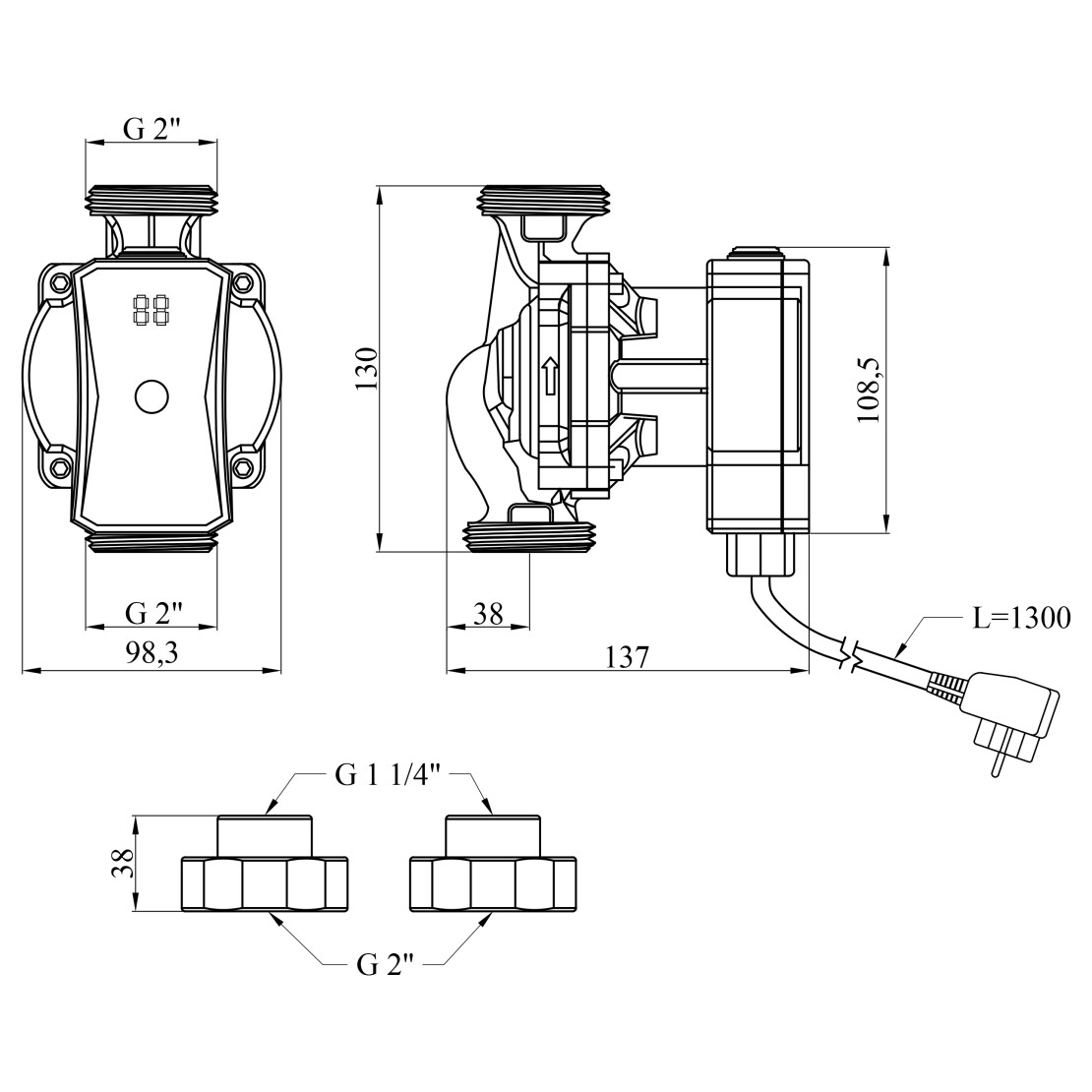 Pumpman GRC32/7/130 Габаритные размеры