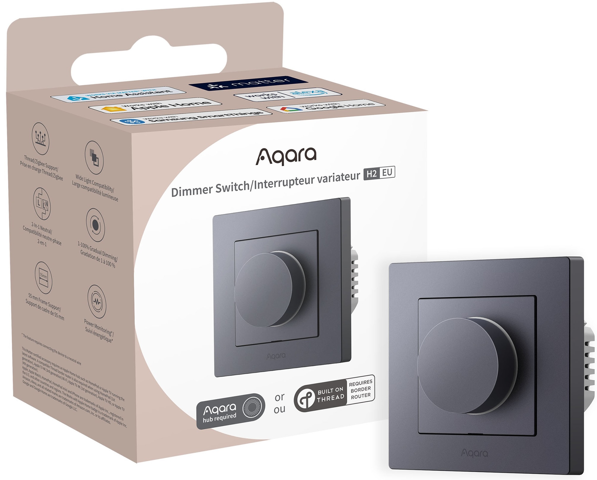 Світлорегулятор Aqara H2 Dimmer Switch Gray (KD-R01D-G) ціна 2899 грн - фотографія 2