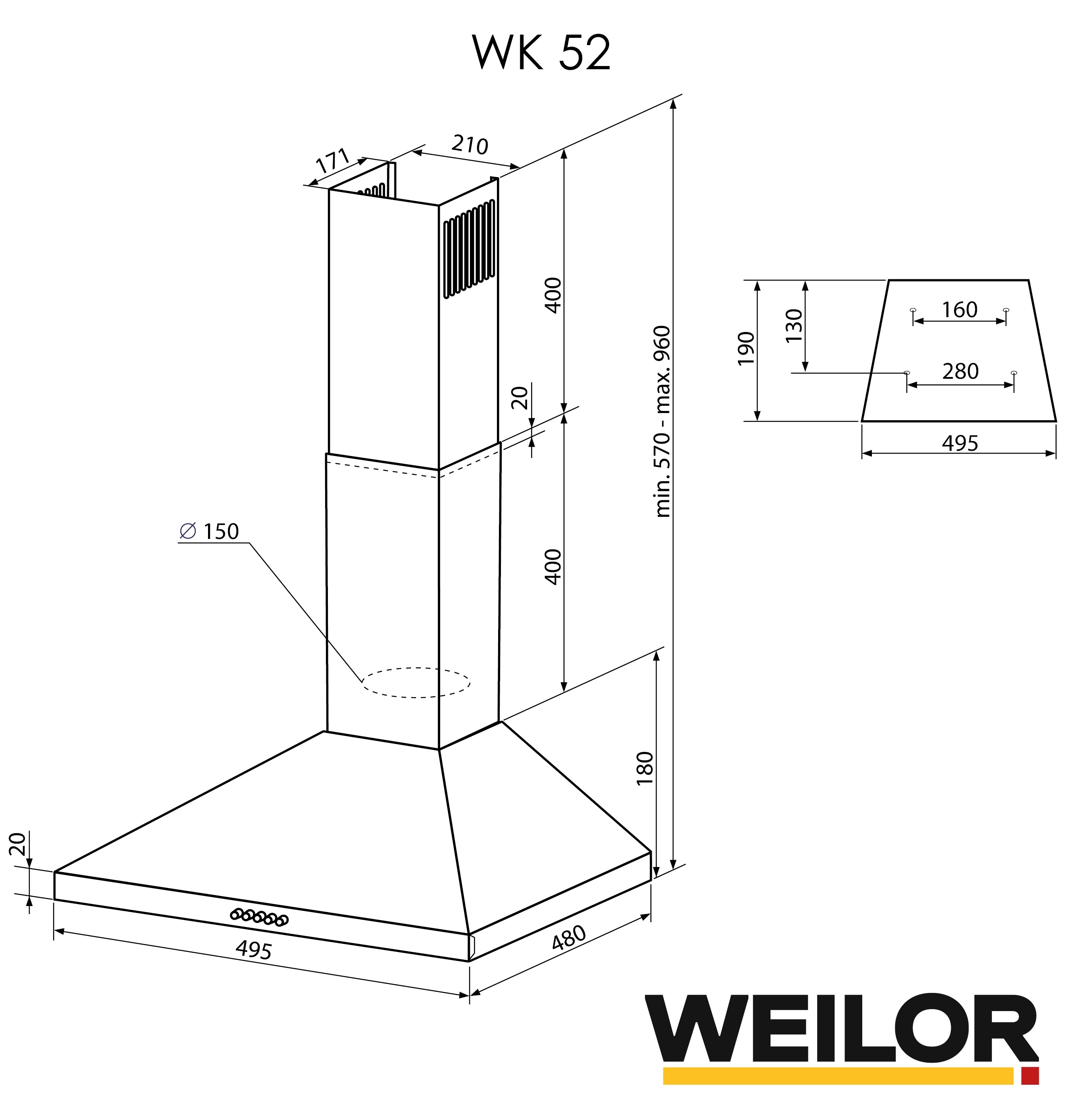 Weilor WK 52 BL Габаритні розміри