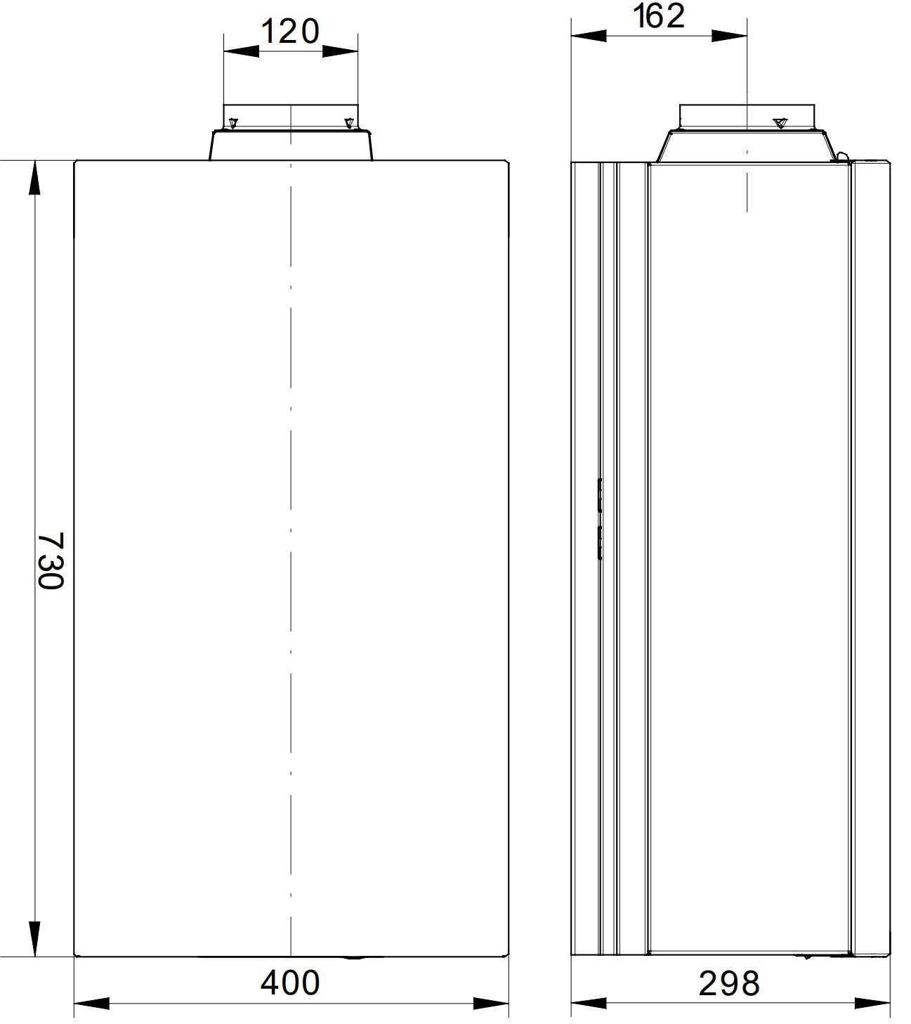 Baxi Eco5 Blue 24 Габаритные размеры