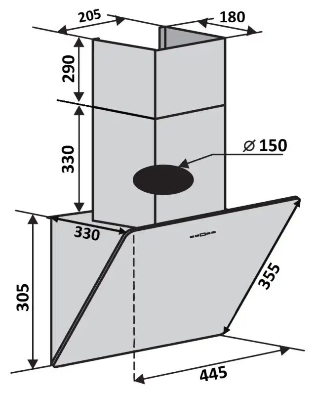 Ventolux Mirror 45 BG (700) PB Габаритные размеры