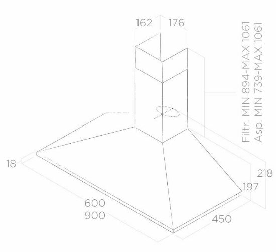 Elica Chimmy PB IX/A/90 Габаритные размеры