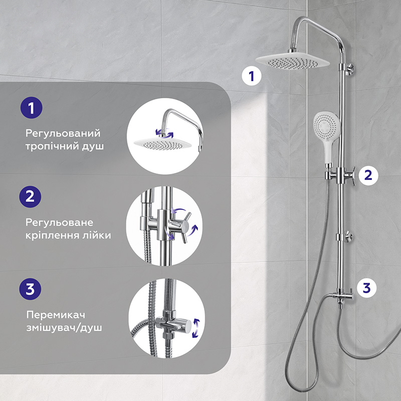 Душевая система Britc XY-1224 цена 1399 грн - фотография 2