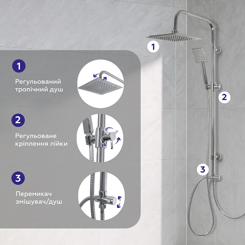 Душевая система Britc XY-1218C цена 1399 грн - фотография 2