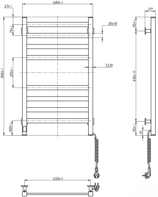 Domingo Axis 480x800 Sensor, права (12-274053-4880) Габаритні розміри