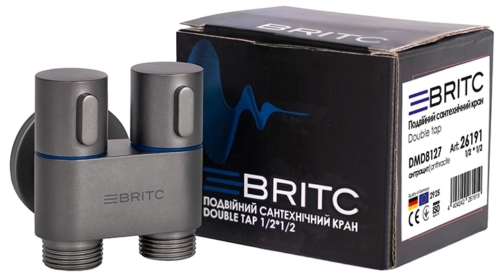 ᐉ Кран сантехнический Britc DMD 1/2”x1/2” антрацит купить по цене 271 ...