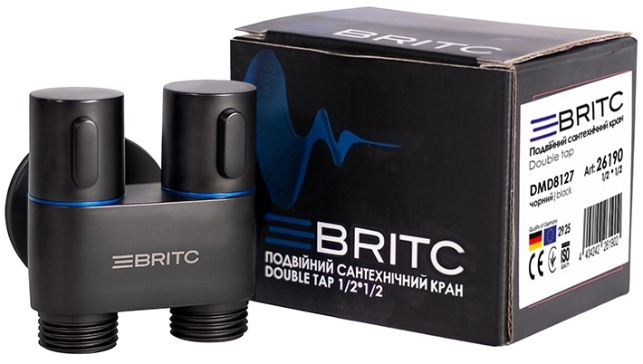 Кран сантехнический Britc DMD 1/2”x1/2” черный цена 252 грн - фотография 2