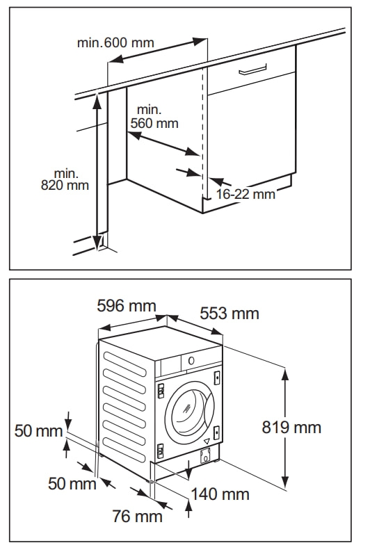 Electrolux EW7WN368SUI Габаритные размеры