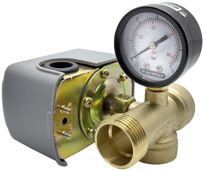 Отзывы комплект автоматики для насоса Farmer с реле давления SK6-C, манометром и пятерником в Украине