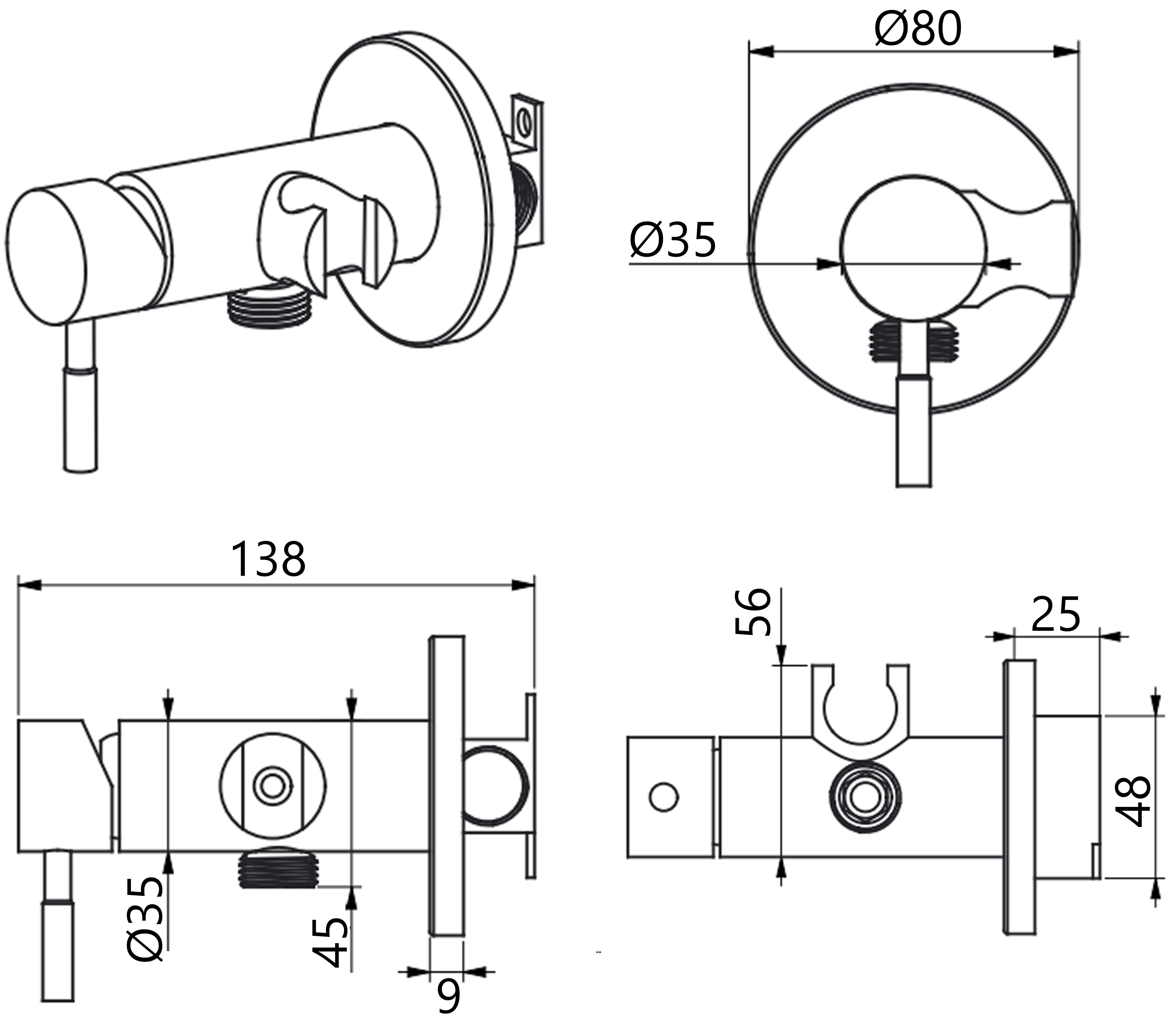 Lidz Aria 111 Black (LDARI111BLA46107) Габаритные размеры