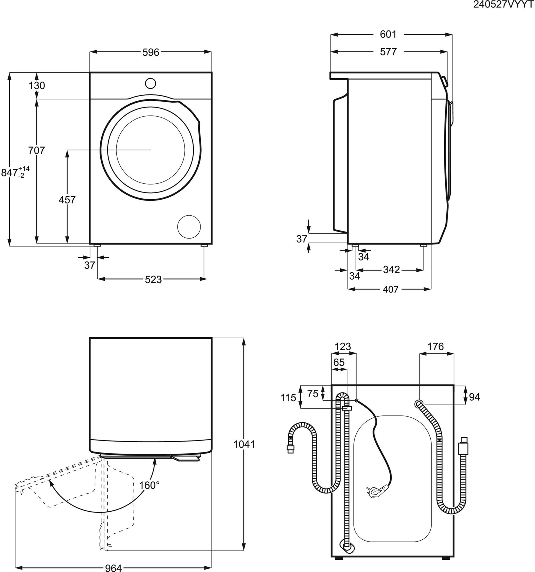Electrolux EW6F9482U Габаритні розміри