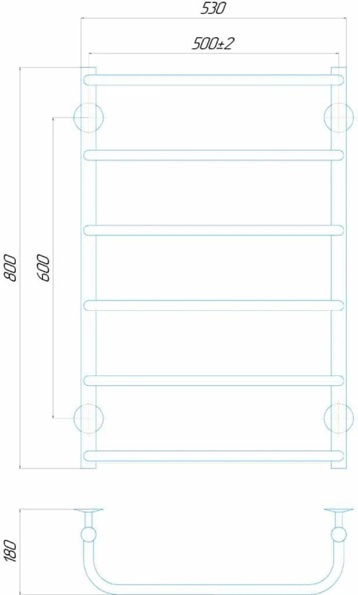 Deffi Стандарт П6 500x800, хром, EF16, праве підключення (C.SS.80.50.6.E.C.R.5) Габаритні розміри