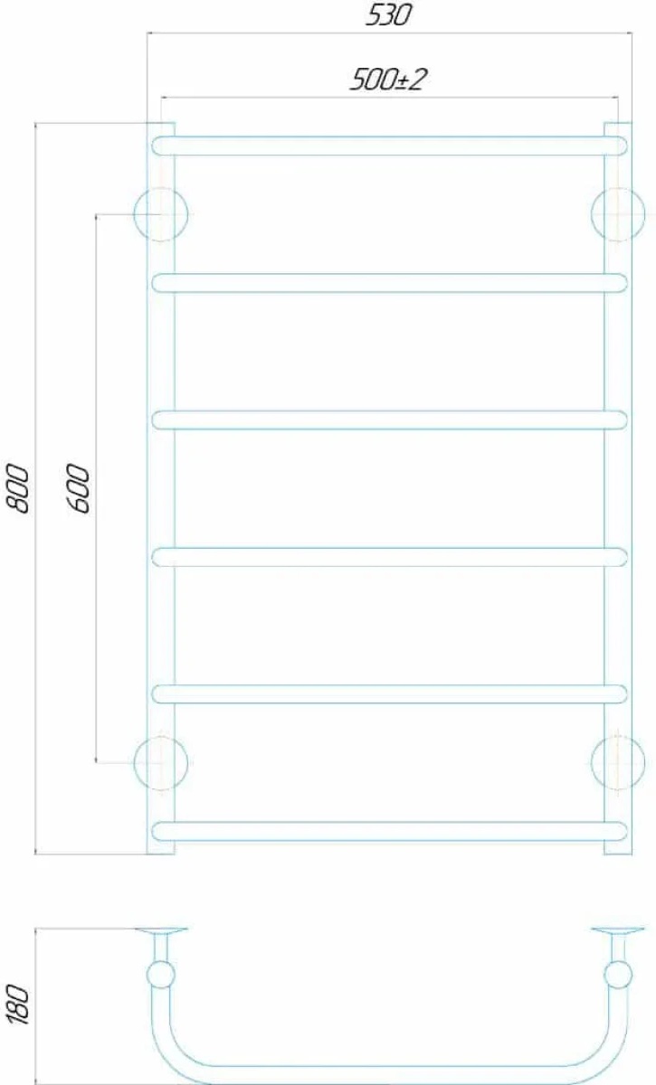Deffi Стандарт П6 500x800, хром, EF16, ліве підключення (C.SS.80.50.6.E.C.L.5) Габаритні розміри