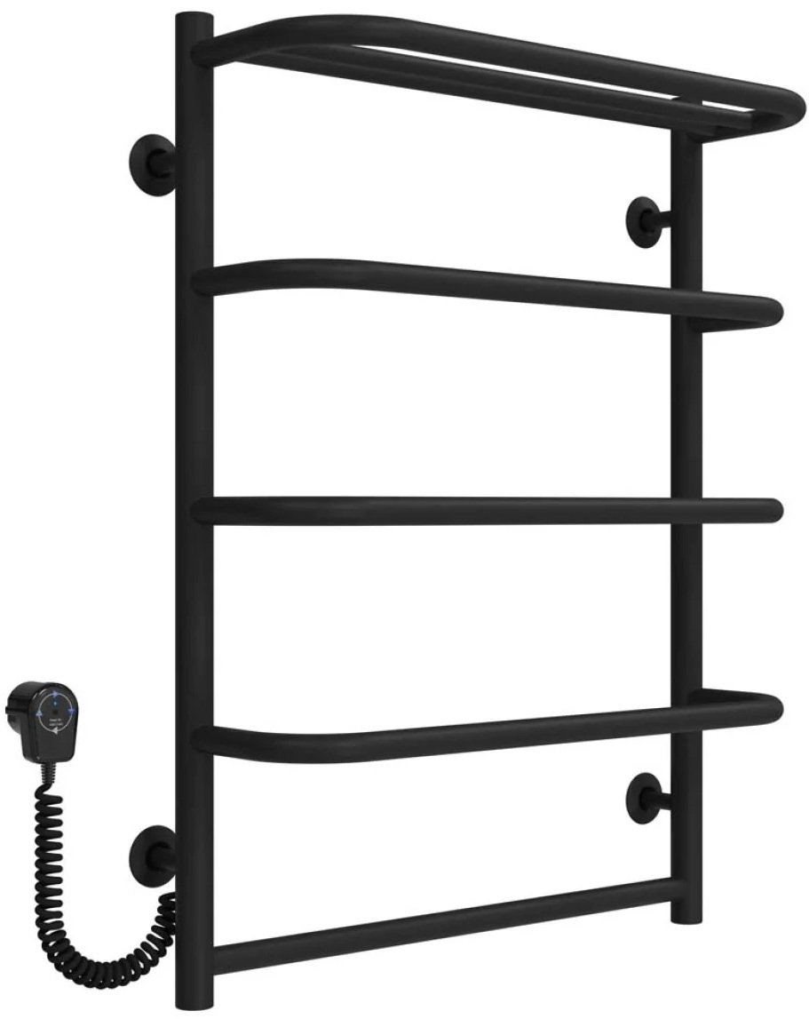 Рушникосушка Deffi Стандарт з полицею П5 500x700, чорна, EF16, ліве підключення (D.SP.70.50.5.E.B.L.5)