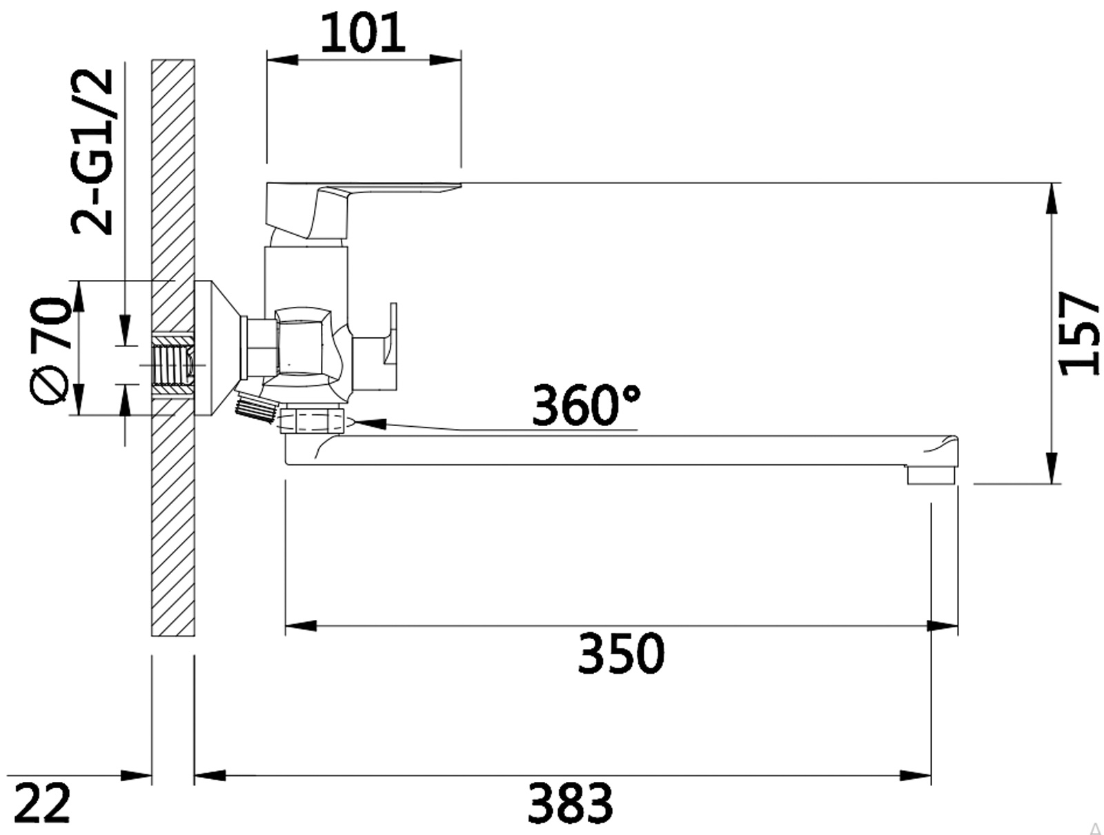 Lidz Latwa 005 White (LDLAT005WHI45425) Габаритные размеры