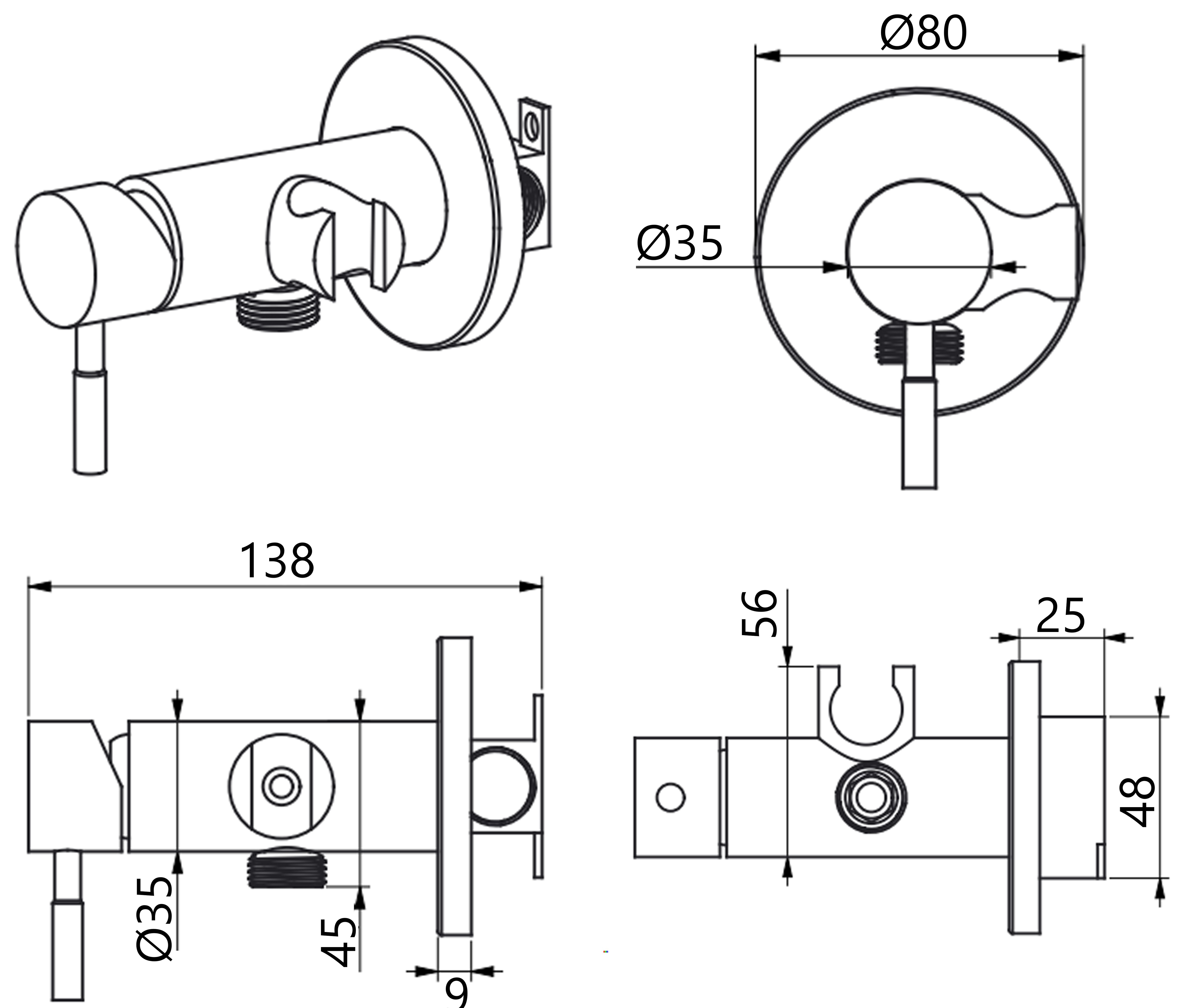 Lidz Aria 111 Nickel (LDARI111NKS46105) Габаритные размеры
