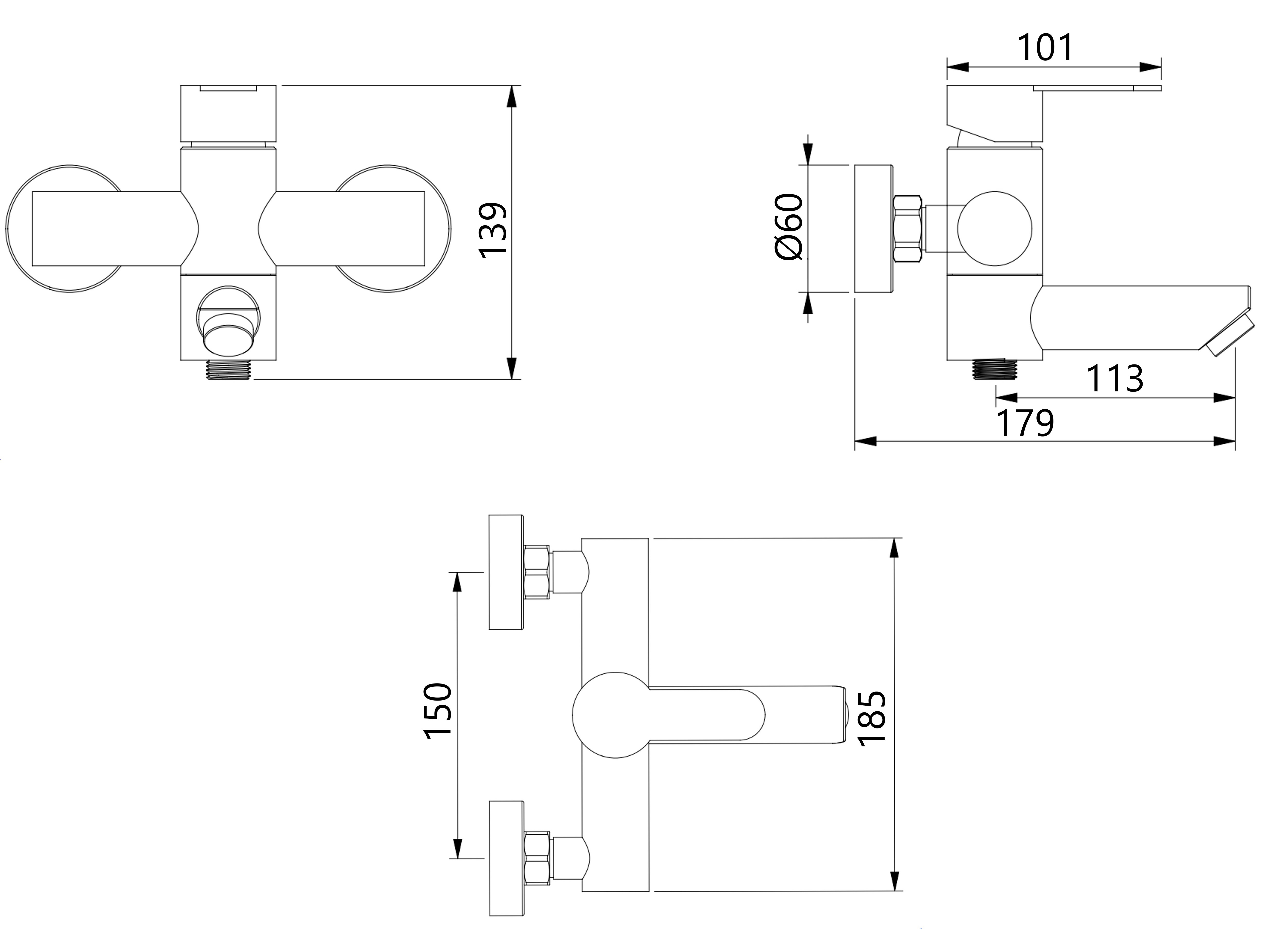 Brinex Pure 006 Graphite (BRIPUR006GRP) Габаритные размеры
