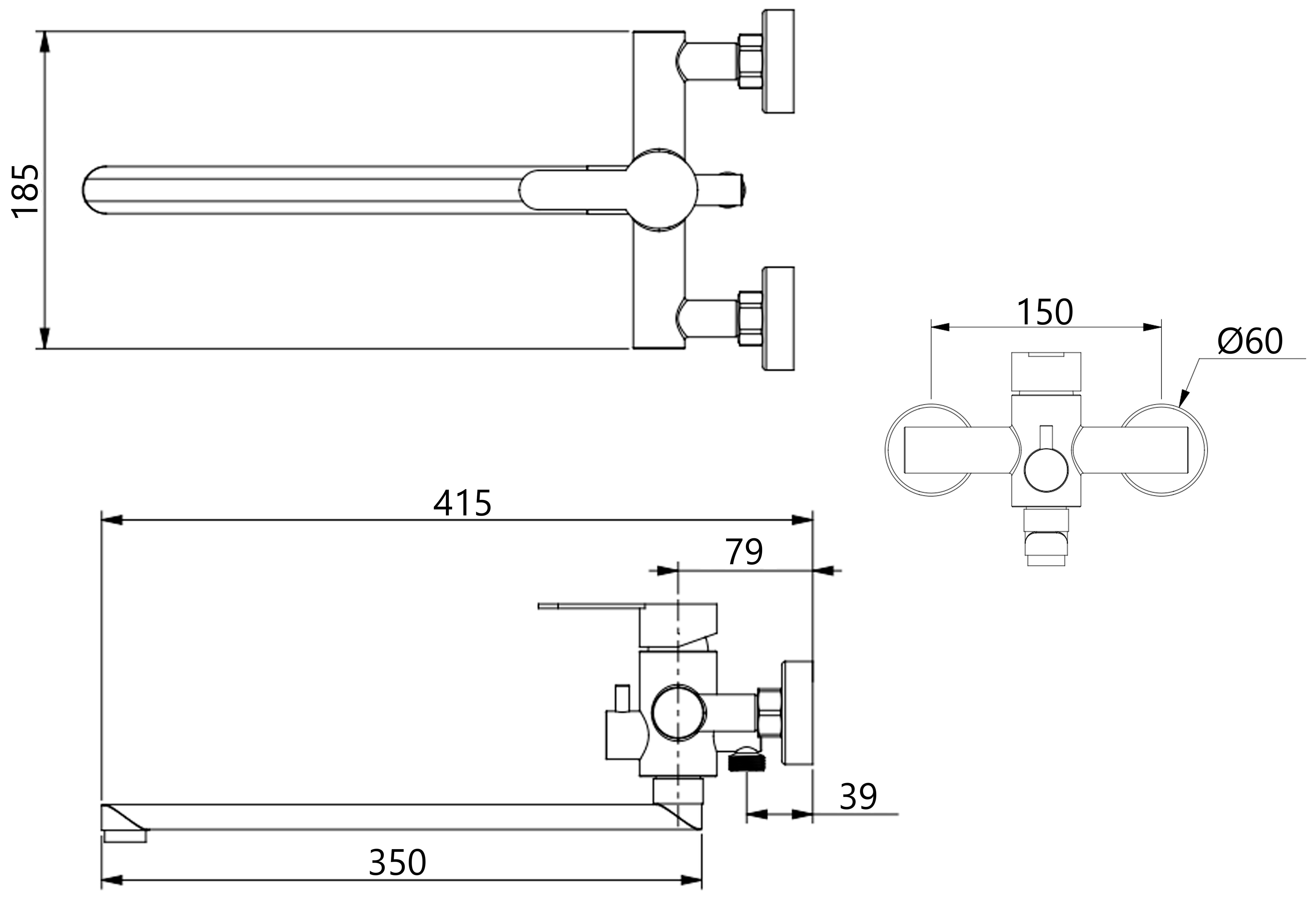 Brinex Pure 005 Graphite (BRIPUR005GRP) Габаритные размеры