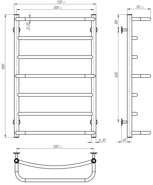 Deffi Аквамікс П7 500x800, хром (C.AM.80.50.7.C.A) Габаритні розміри
