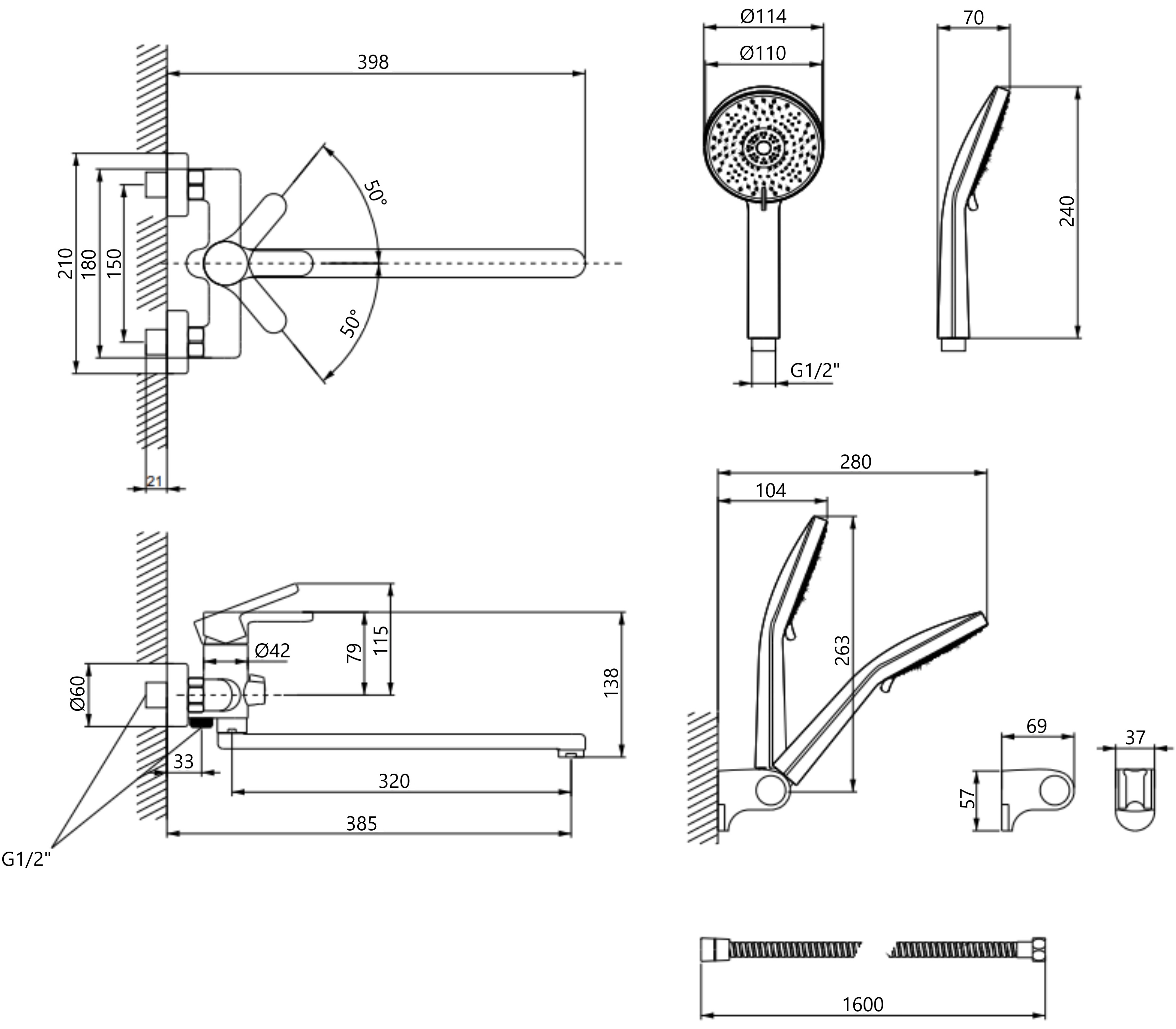 Lidz Astra 005 Chrome (LDAST005CRM48088) Габаритні розміри