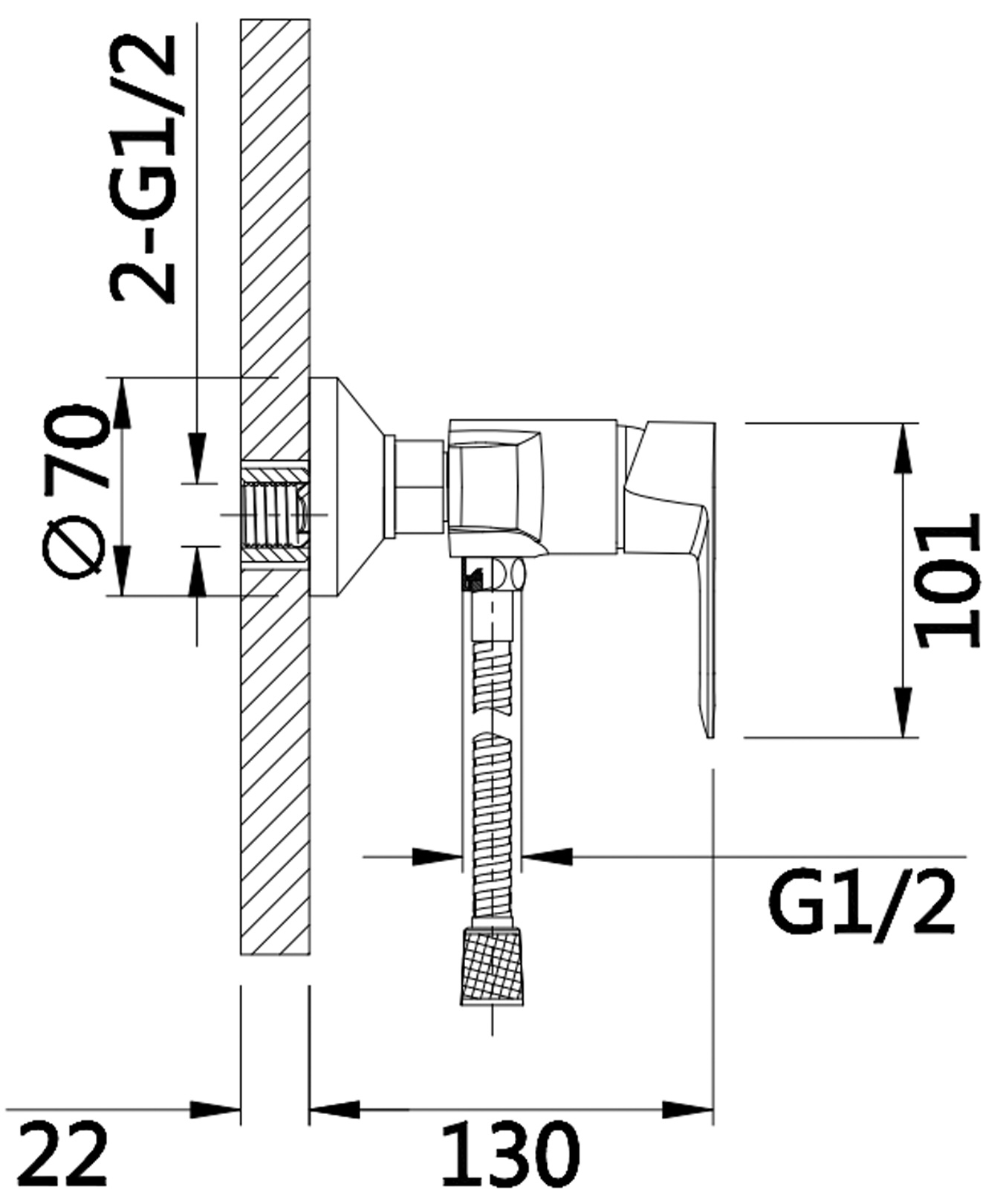 Lidz Latwa 010 Chrome (LDLAT010CRM45416) Габаритные размеры