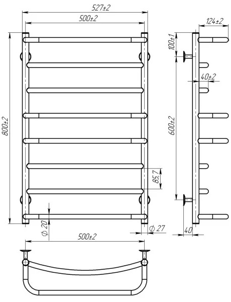 Deffi Аквамікс П8 500x800, біла, EF16, праве підключення (D.AM.80.50.8.E.W.R.5) Габаритні розміри