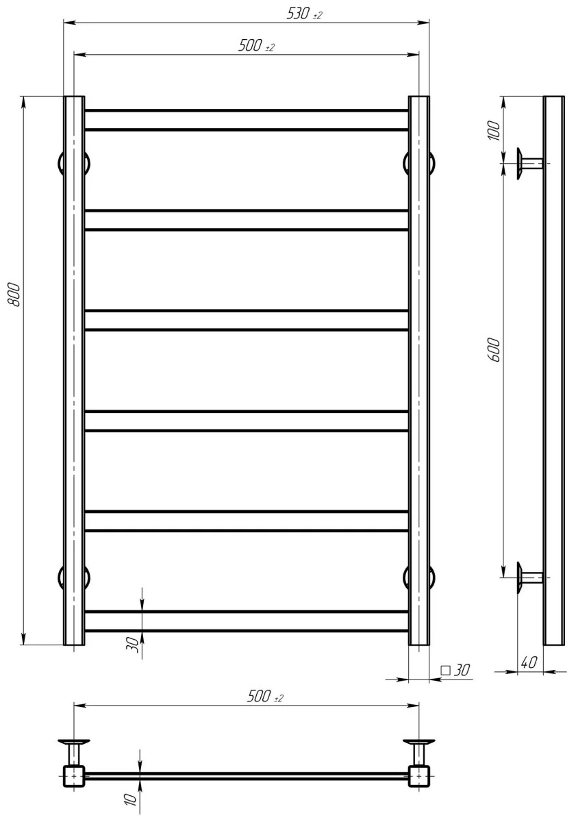 Deffi Avast П6 500x800, белый, WD04, левое подключение (B.AV.80.50.6.E.W.L.4) Габаритные размеры
