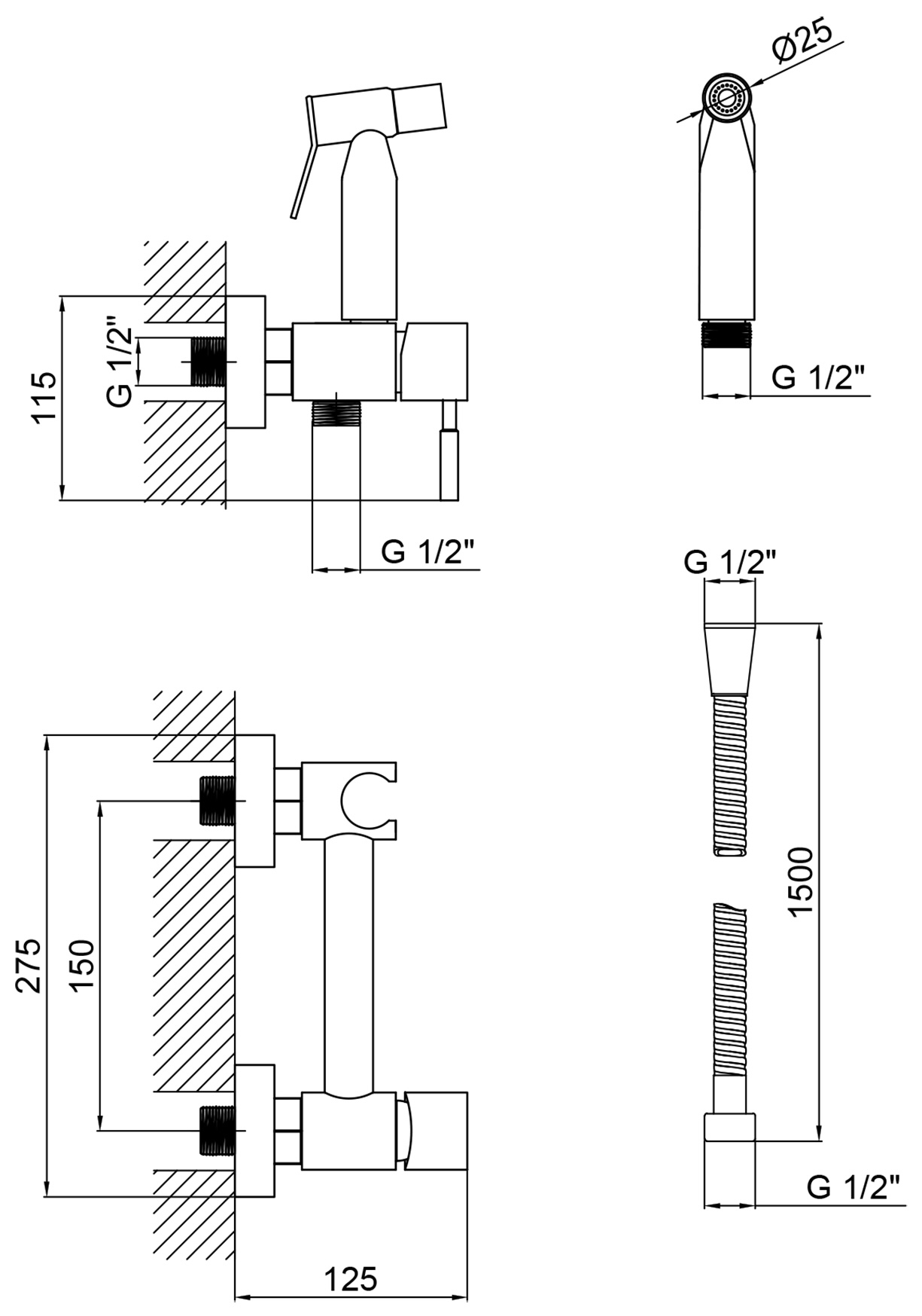 Lidz Aria 110 Black (LDARI110BLA43394) Габаритные размеры