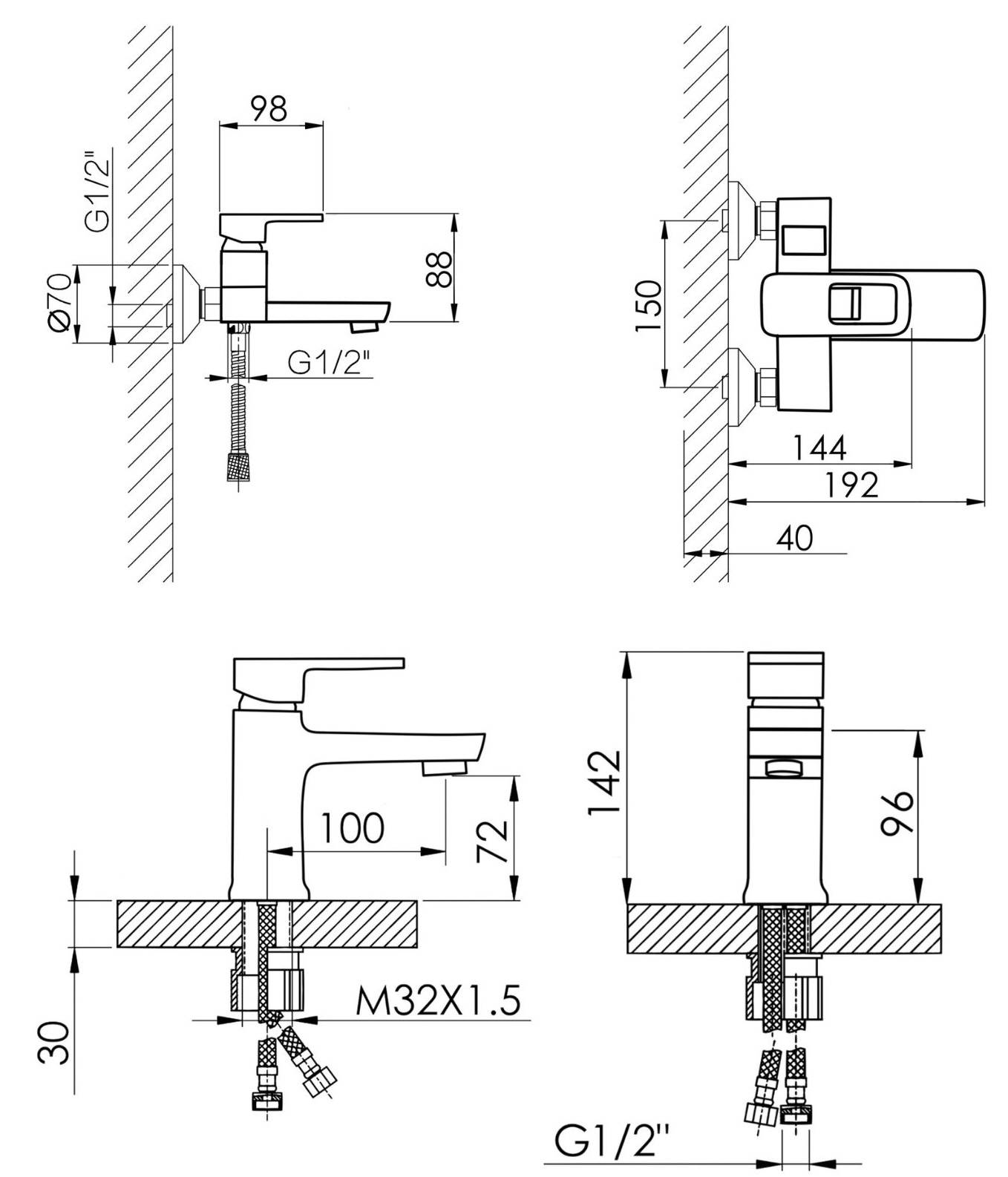 Lidz Wawel 001 + Wawel 006 Chrome (LDWAW001CRM4538746363) Габаритные размеры
