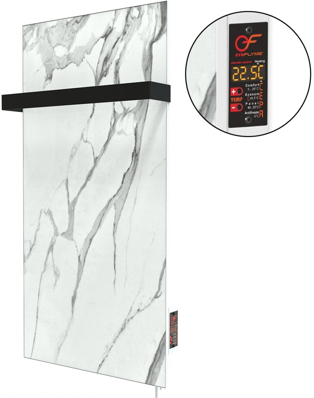 Полотенцесушитель Flyme 400TW(1) белый камень с черной дужкой