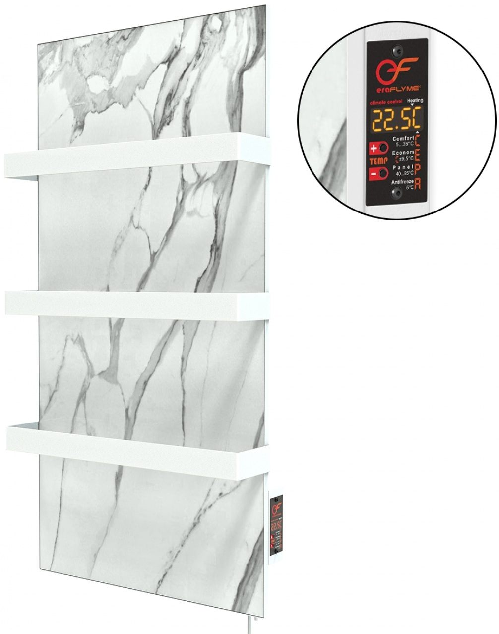 Полотенцесушитель Flyme 400TW(3) белый камень с белыми дужками