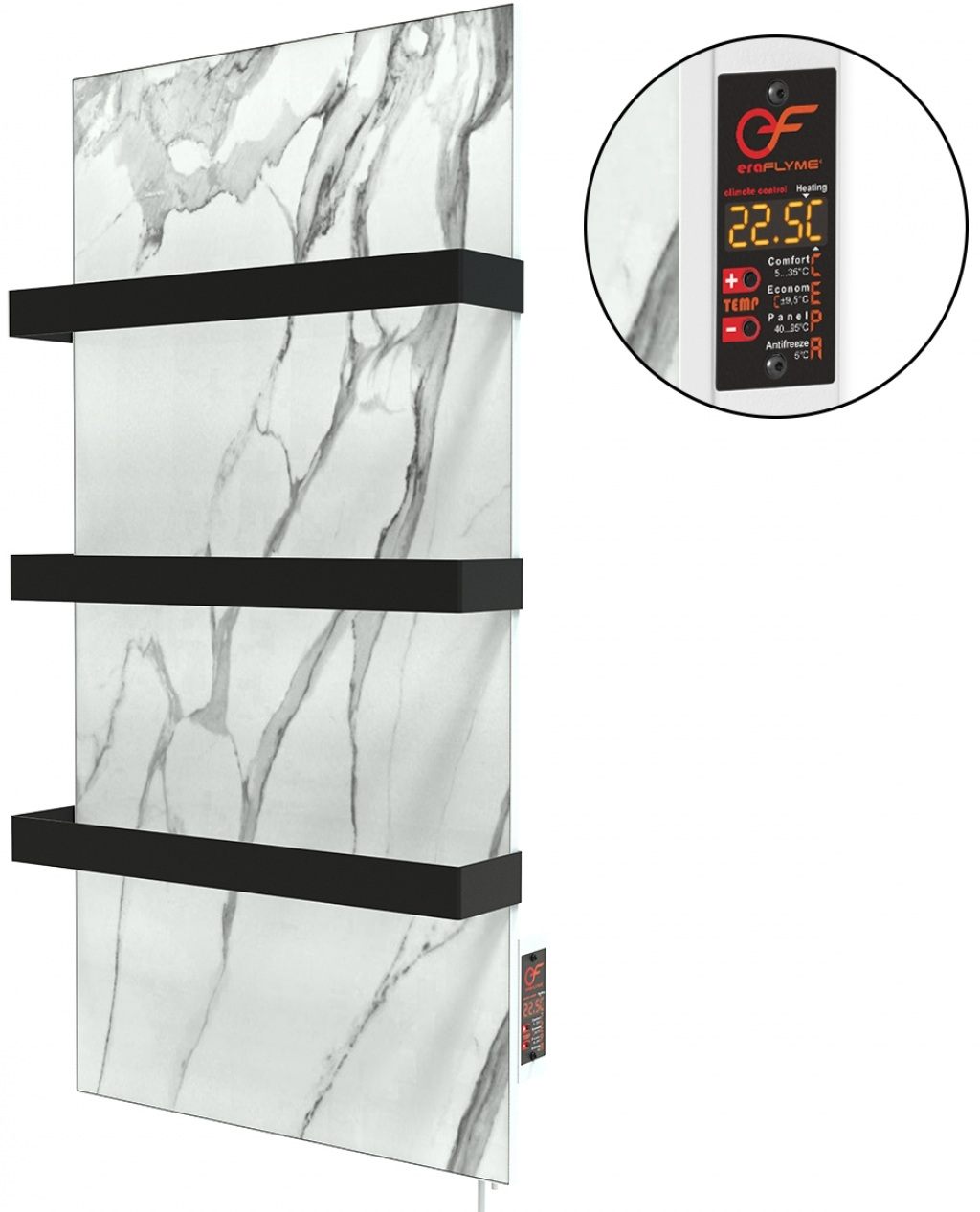 Полотенцесушитель Flyme 400TW(3) белый камень с черными дужками