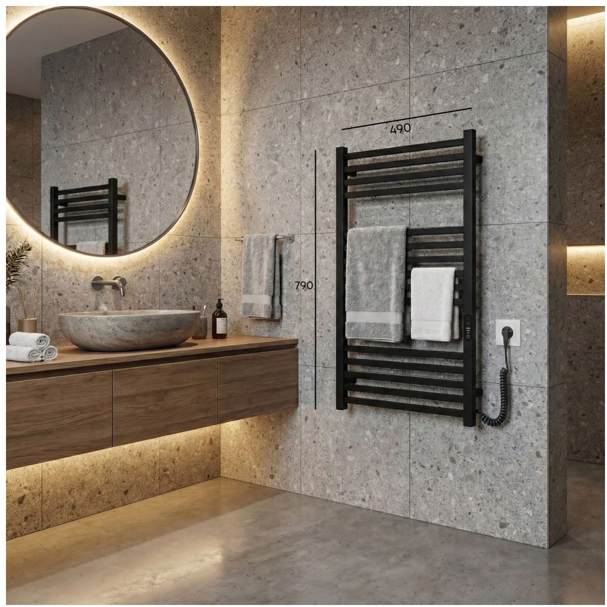 Полотенцесушитель Carino Lorenzo 790x490 (L7949FBM) отзывы - изображения 5