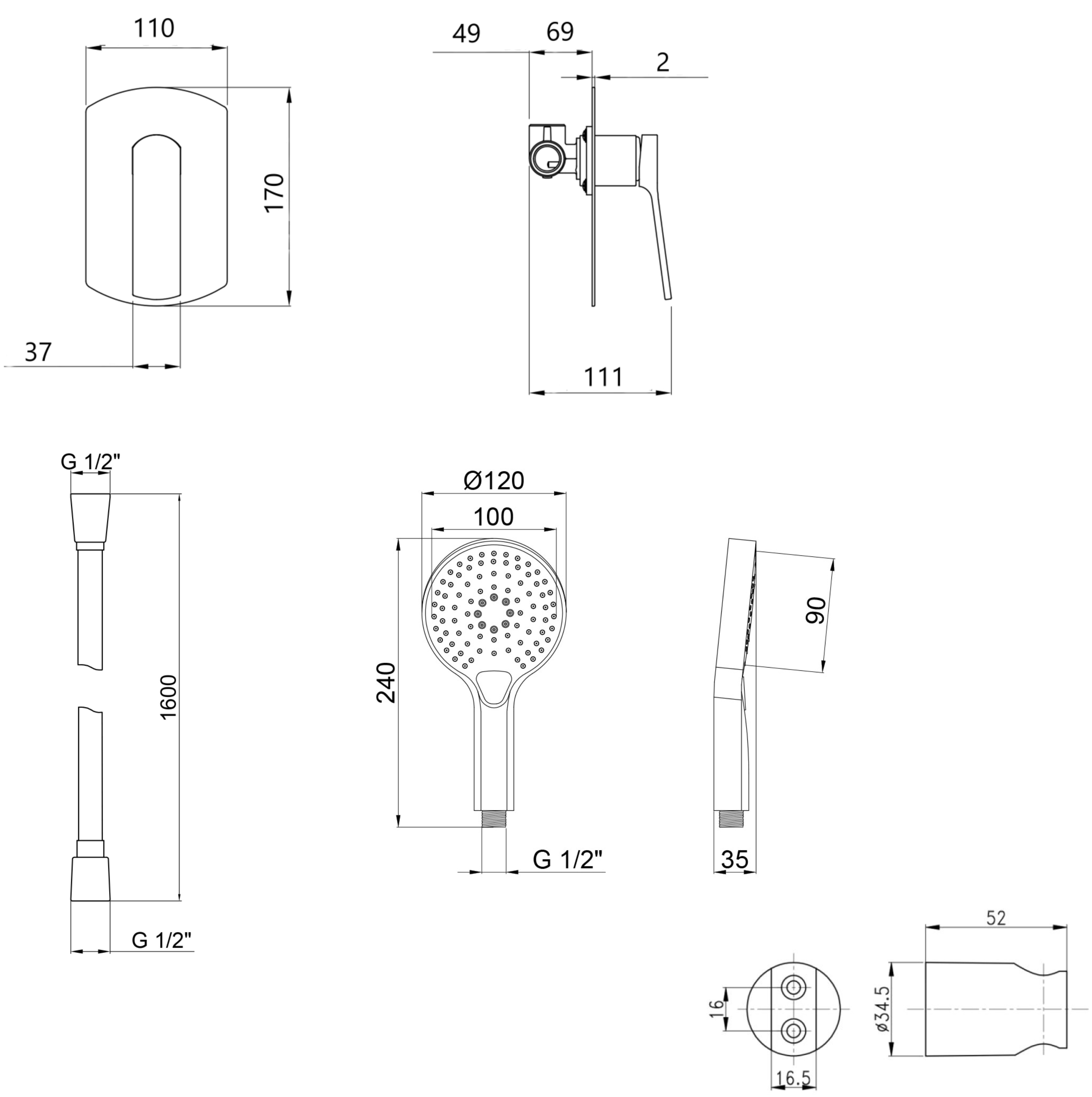 Q-Tap Slavonice (QTSLA267BLM4590350142) Габаритные размеры