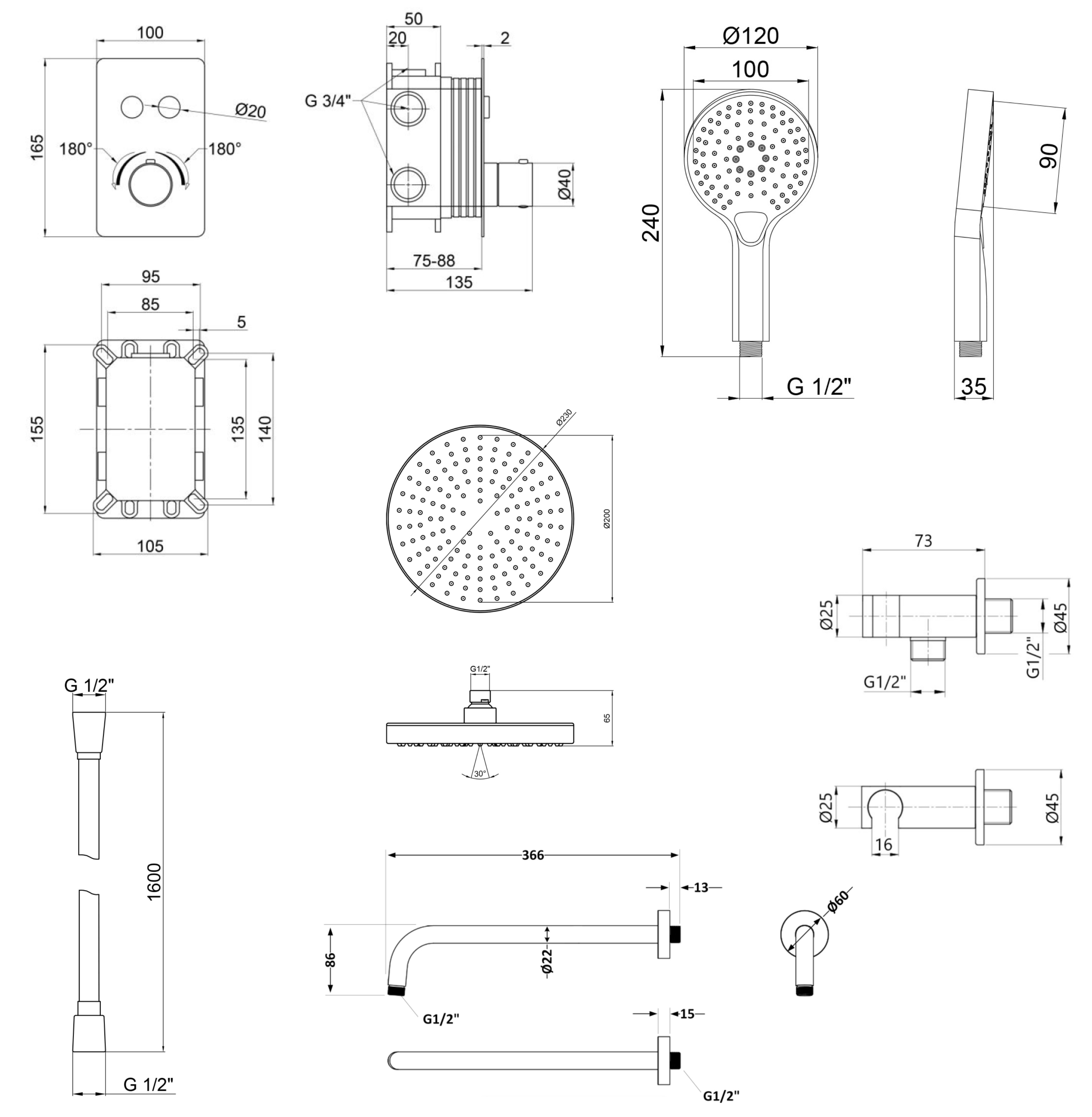 Q-Tap Votice (QTVOT6442T105NKB50143) Габаритні розміри