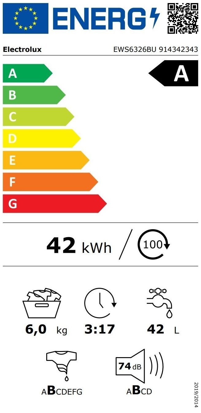 Electrolux EWS6326BU Класс энергоэффективности